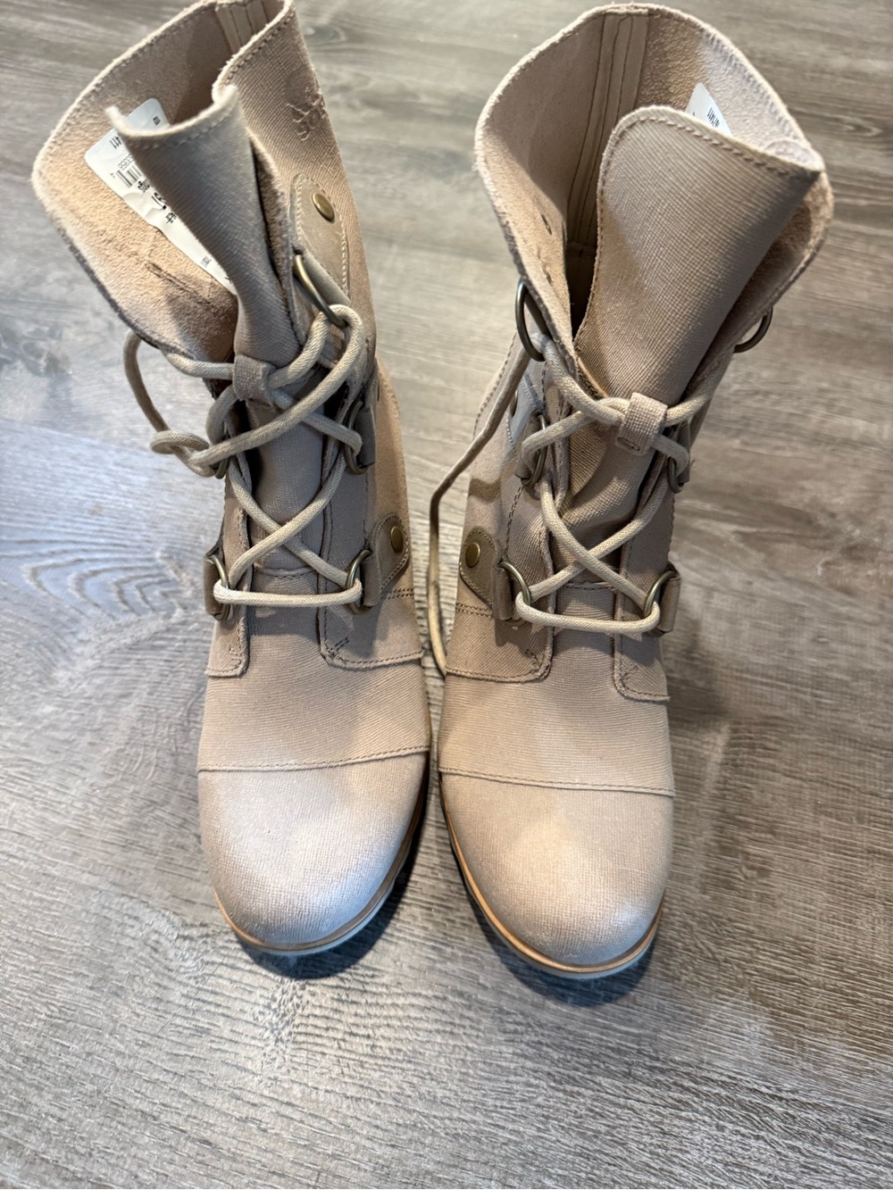 Sorel Women's Lace-Up Canvas Boots in Light Tan